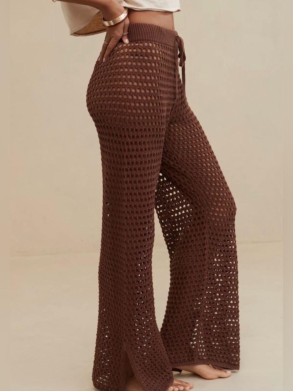 Aerie Crochet Vacay Pant Brown